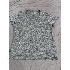 Under Armour Women’s Tech Twist Gray V Neck Tee Shirt Size Large HeatGear